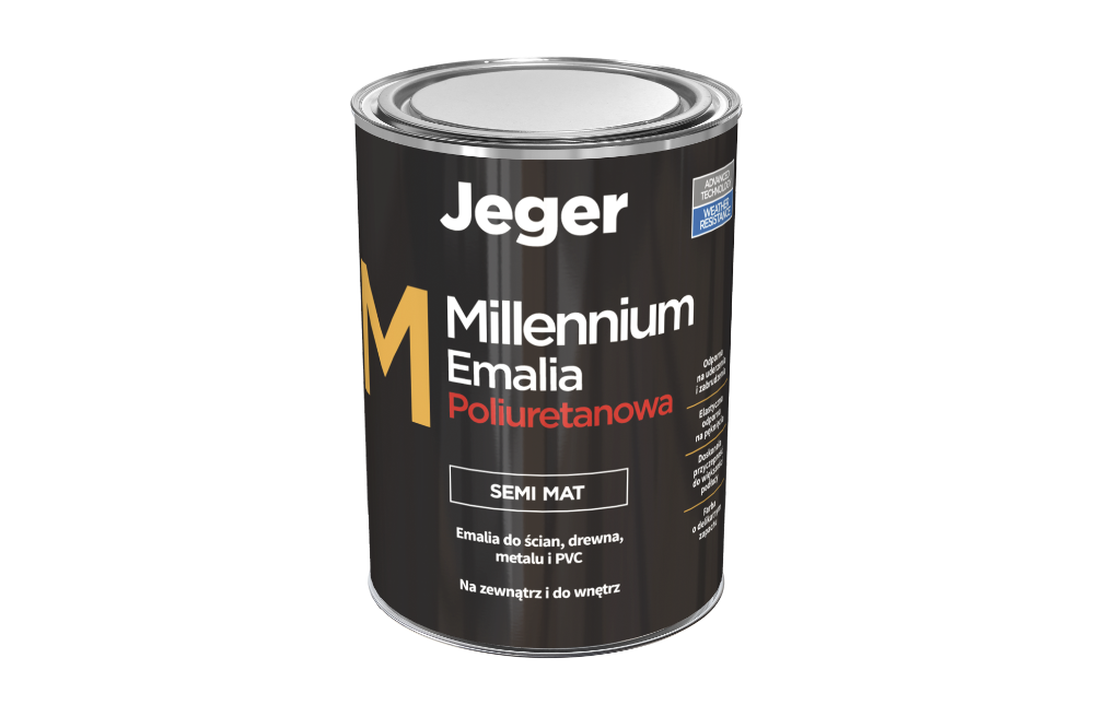 Jeger Millennium Emalia do drewna i metalu Poliuretanowa Semi Mat 1L